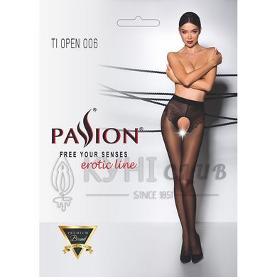 Эротические колготки TIOPEN 006 nero 1/2 (30 den) - Passion, с вырезом, имитация трусиков 100839 фото