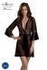 Пеньюар Passion LEAFA PEIGNOIR black S/M, длина чуть выше колена, широкие рукава, завязывается на пояс 108529 фото 1