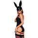 Эротический костюм кролика Obsessive Bunny costume L/XL, black, боди, чокер, гартеры, чулки, маска 105679 фото 2