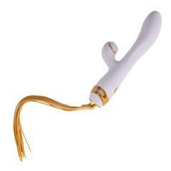 Вібратор-кролик з пульсацією та флогером LOCKINK SEVANDA Whip Vibrating Massage Wand, біло-золотий 110063 фото