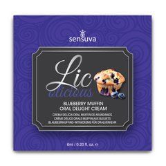 Пробник гелю для мінету Sensuva Lic-o-licious Blueberry Muffin (6 мл), оліїстий, без цукру 109646 фото