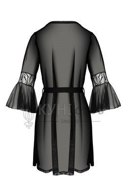 Пеньюар Passion LEAFA PEIGNOIR black, XXL/XXXL, длина чуть выше колена, широкие рукава, завязывается на пояс 108530 фото