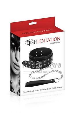 Ошейник широкий с поводком Fetish Tentation Eyalets and Leash 103802 фото
