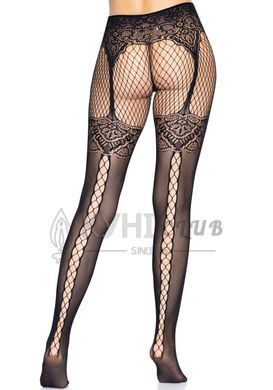 Колготки Leg Avenue Fishnet tights with back seam One size Black, задний шов, кружево, сетка 106569 фото