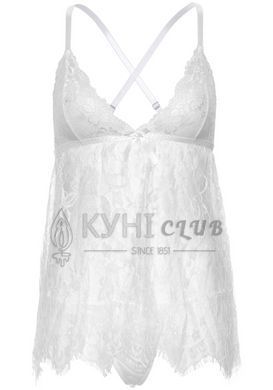 Сорочка бебі-дол Leg Avenue Floral lace babydoll & string White S, стрінги 107186 фото