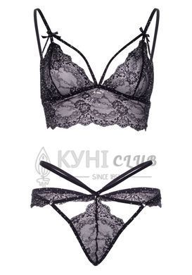 Еротичний комплект зі стрепами та стразами Leg Avenue Ready Or Not M Black, бра + стрінги 106012 фото