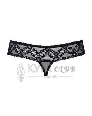 Кружевные танга с доступом Obsessive 837-THC-1 L/XL, черные 105164 фото