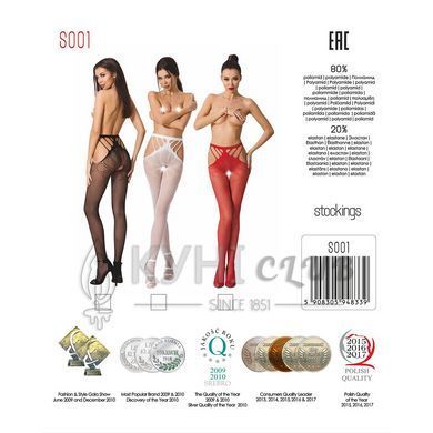 Еротичні колготки-бодістокінг Passion S001 white, з доступом і з відкритими стегнами 101128 фото