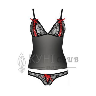 Комплект белья MELISSA SET black L/XL - Passion: лиф-сорочка со шнуровкой и трусики 101619 фото