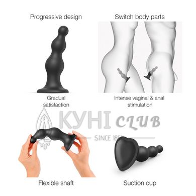 Насадка для страпона Strap-On-Me Dildo Plug Beads Black S 107003 фото