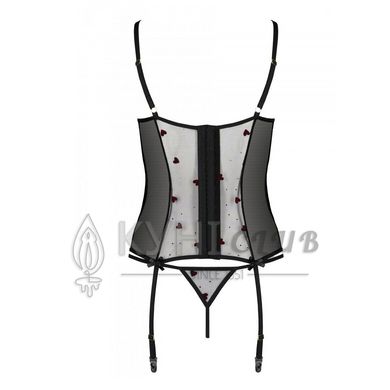 Корсет з підв'язками, стрінги Passion LOVELIA CORSET L/XL, black 102625 фото