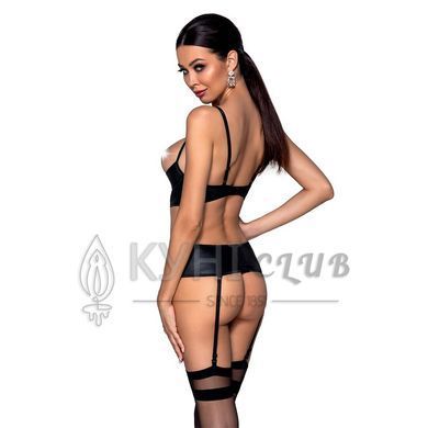 Корсет з відкритими грудьми Passion JANNIES CORSET XXL/XXXL black, стрінги в наборі 106317 фото