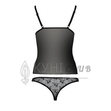 Комплект белья MELISSA SET black L/XL - Passion: лиф-сорочка со шнуровкой и трусики 101619 фото