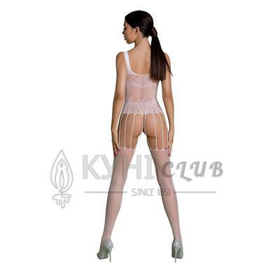 Бодістокінг Passion ECO BS001 One Size white, з доступом, імітація підв&rsquo;язок, флористичний декор 104978 фото