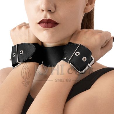 Нашийник з наручниками із натуральної шкіри Art of Sex - Bondage Collar with Handcuffs 104576 фото