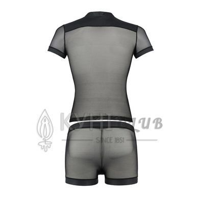 Комплект сетчатого мужского белья Passion 052 SET MICHAEL S/M black, рубашка, боксеры, заклепки 105602 фото