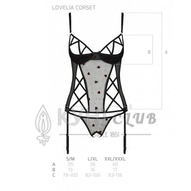 Корсет з підв'язками, стрінги Passion LOVELIA CORSET L/XL, black 102625 фото