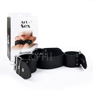 Нашийник з наручниками із натуральної шкіри Art of Sex - Bondage Collar with Handcuffs 104576 фото