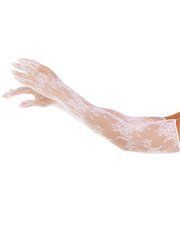 Перчатки Leg Avenue Lace Opera Length Gloves, One Size, белые, выше локтя, сетка с цветочным узором 110088 фото