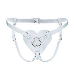 Трусики Серце для страпону з натуральної шкіри Feral Feelings - Hearts Strap-on Belt White 107435 фото