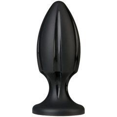 Анальний плаг із каналами для змащення Doc Johnson Platinum Premium Silicone - The Rocket - Black 102755 фото
