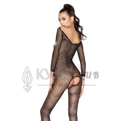 Бодистокинг Passion BS040 black, комбинезон с открытой грудью 101506 фото