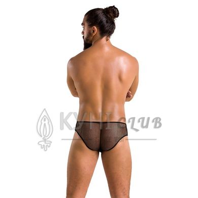 Чоловічі труси зі шнурівкою Passion 035 SLIP RICHARD L/XL Black, екошкіра, сітка 105553 фото