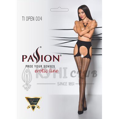 Эротические колготки TIOPEN 004 nero 1/2 (fishnet 40 den) - Passion, имитация чулок и пояса 109544 фото