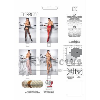 Эротические колготки TIOPEN 006 roso 1/2 (30 den) - Passion, с вырезом, имитация трусиков 100841 фото