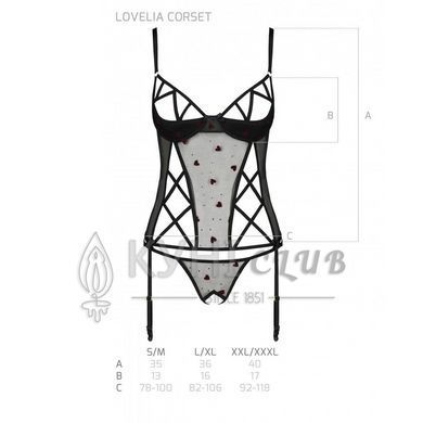 Корсет с подвязками + стринги LOVELIA CORSET black S/M - Passion 102625 фото