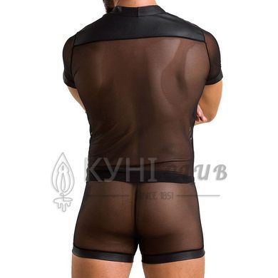 Комплект сітчастої чоловічої білизни Passion 052 SET MICHAEL 2XL/3XL black сорочка, боксери заклепки 105603 фото