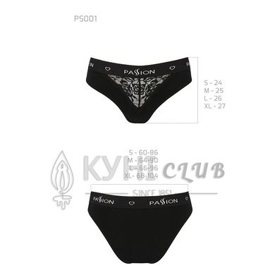 Трусики з широкою гумкою і мереживом Passion PS001 PANTIES L, black 102154 фото