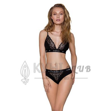 Трусики з широкою гумкою і мереживом Passion PS001 PANTIES L, black 102154 фото