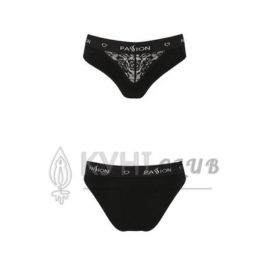 Трусики з широкою гумкою і мереживом Passion PS001 PANTIES L, black 102154 фото