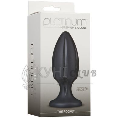 Анальний плаг із каналами для змащення Doc Johnson Platinum Premium Silicone - The Rocket - Black 102755 фото