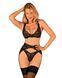 Комплект білизни Obsessive Donna Dream 3-pcs set XS/S Black, бюстгальтер, стрінги, пояс для панчіх 106638 фото 1