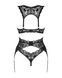 Комплект білизни Obsessive Donna Dream 3-pcs set XS/S Black, бюстгальтер, стрінги, пояс для панчіх 106638 фото 7