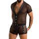 Комплект сітчастої чоловічої білизни Passion 052 SET MICHAEL 2XL/3XL black сорочка, боксери заклепки 105603 фото 1