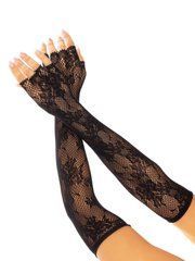 Митенки Leg Avenue Lace Opera Length Fingerless Gloves, черные, ажурные, длина выше локтя 110089 фото