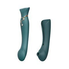 Смартвібратор 3в1 Zalo &mdash; Queen Set Jewel Green, пульсівна перлина та вакуум, кристал Swarovski 104640 фото