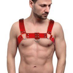 Чоловіча портупея на груди Feral Feelings - Bulldog Harness Red Trasparent 107327 фото