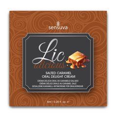 Пробник геля для мінету Sensuva Lic-o-licious Salted Caramel (6 мл), оліїстий, без цукру 109648 фото