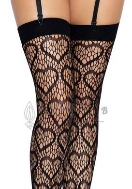 Ажурные чулки с сердечками Leg Avenue Heart Black, one size 105883 фото