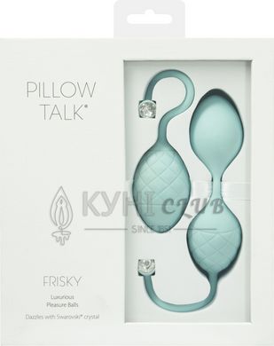 Роскошные вагинальные шарики PILLOW TALK - Frisky Teal с кристаллом, диаметр 3,2см, вес 49-75гр 100011 фото