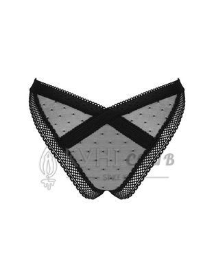 Мереживні трусики із заниженою талією Obsessive Estiqua panties XS/S, black 105683 фото