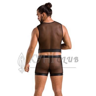 Комплект чоловічої білизни на шнурівці Passion 053 SET WILLIAM L/XL Black, жилет, боксери 105604 фото