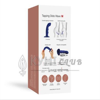 Насадка для страпона з подвійною точковою пульсацією Strap-On-Me TAPPING DILDO WAVE &ndash; NIGHT BLUE, М 107636 фото
