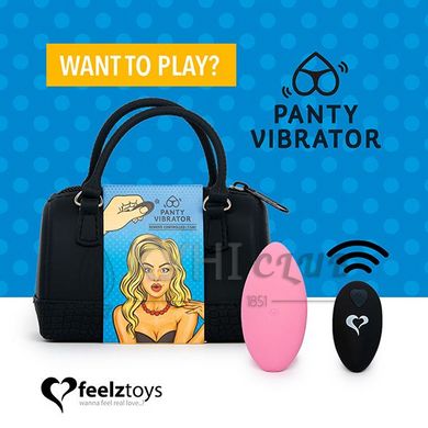 Вібратор в трусики FeelzToys Panty Vibrator Pink з пультом ДК, 6 режимів роботи, сумочка-чохол 108609 фото