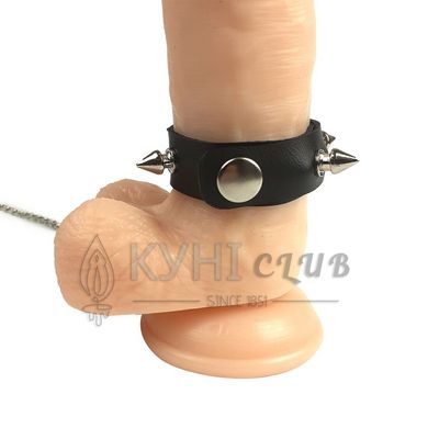 Кольцо для пениса Art of Sex Penis Ring с шипами и поводком, натуральная кожа 103085 фото