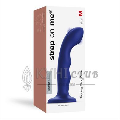 Насадка для страпона з подвійною точковою пульсацією Strap-On-Me TAPPING DILDO WAVE &ndash; NIGHT BLUE, М 107636 фото